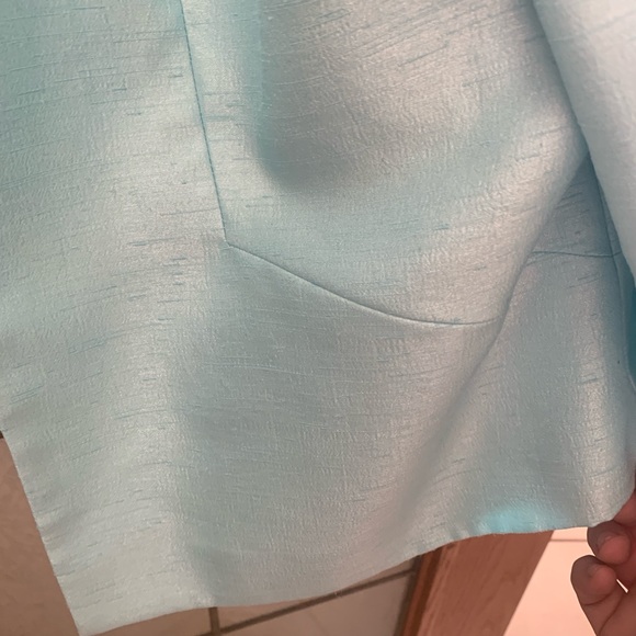 JACQUES VERT TEAL SATIN BLAZER 22” PTP - Picture 3 of 8